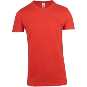 A unisex marl crew neck T-shirt in a vibrant red colour, featuring short sleeves and a simple design.