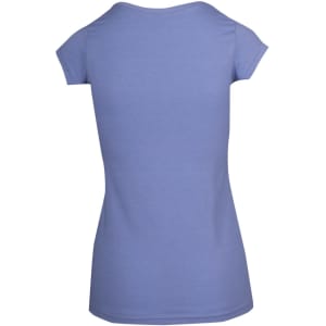 A women's scoop neck t-shirt in a soft blue colour, featuring a fitted design and short sleeves.