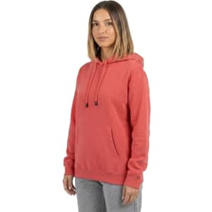 A green hoodie worn by a boy and a burgundy hoodie worn by a girl, both with kangaroo pockets.