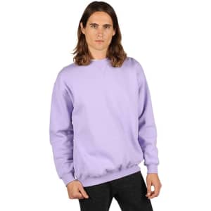 A lavender adult poly cotton fleece jumper, featuring a crew neck and a logo.