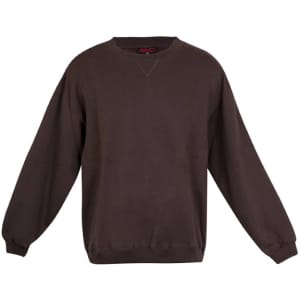 A brown adult poly cotton fleece sloppy joe jumper with a crew neck and long sleeves.