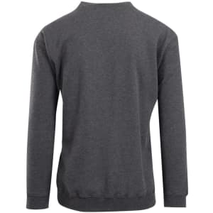 A dark grey adult poly cotton fleece sloppy joe, featuring long sleeves and a round neck, with a smooth back design.