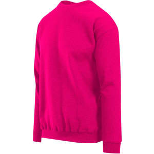 A bright pink adult poly cotton fleece jumper with a simple design and ribbed waistband. Features a logo.
