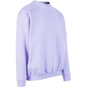 A lilac adult poly cotton fleece sloppy joe jumper with a crew neck and ribbed cuffs.