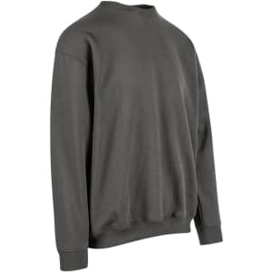 A dark green adult poly cotton fleece jumper with a classic crew neck and ribbed cuffs. It features a logo on the side.