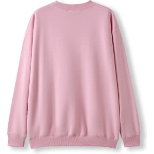 A pink adult poly cotton fleece sloppy joe jumper featuring a simple design and a back view.