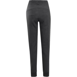 Brushed fleece track pants in dark grey, featuring a fitted design and a logo.