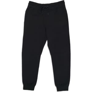 Men's three-layer track pants in black, featuring an elastic waistband and a logo. Ideal for casual wear.