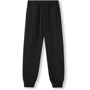 Men's three-layer track pants in black, featuring an elastic waistband and side pockets, with a logo on the waistband.