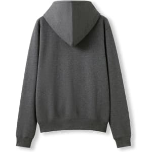 A women's junior zipper hoodie in grey with a pocket, featuring a back view and a hood.