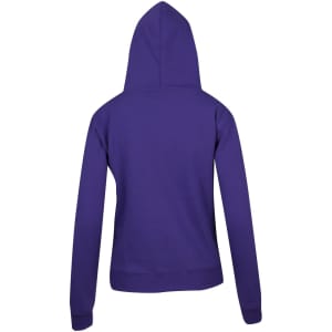 A purple women's/juniors zipper hoodie with a hood and no visible branding.