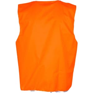 An orange 100% polyester work vest without reflective tape, featuring a simple design and no front detailing.