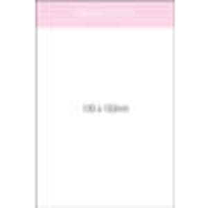 A white notepad with a pink header, featuring 50 blank leaves and a branding logo.