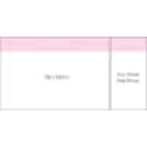 A notepad featuring a white cover with a pink top edge, containing 40 leaves and a logo.