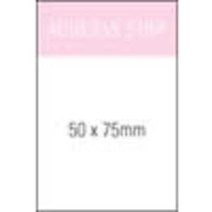 A notepad with white pages measuring 50 x 75mm, featuring a simple design and a logo in the top section.