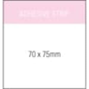 A notepad with white sheets, measuring 70x75mm, featuring a branding logo at the top.