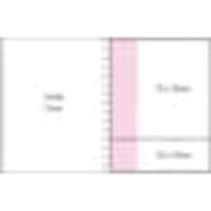 A laminated pad with a four-colour cover, featuring a pink stripe and blank pages for notes.