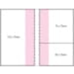 A pink and white printed pad featuring a combination design with sections for notes and lists. It has a logo.