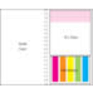 Combination K laminated pad featuring a four-colour cover with vibrant shades of pink, yellow, green, and blue.