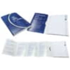 A promotional pad featuring a blue cover, with multiple white sheets of paper inside, and a logo present.