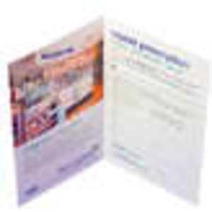 A glossy, four-page A4 brochure featuring vibrant colours and a logo, printed on 150gsm paper, opened to show both sides.