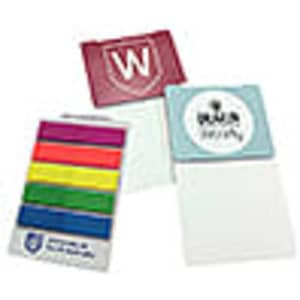 A set of magnetic bookmarks in various colours with a logo on one bookmark.