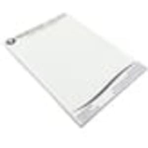 Notepad with a white cover and a simple design, featuring a logo on the bottom.