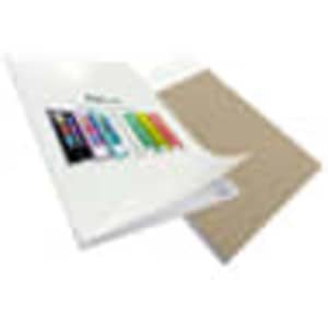 A4 wrap over cover in white with a coloured design, featuring a light brown reverse side. Includes a logo.