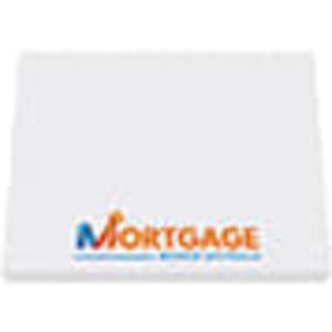 A white notepad with a logo in vibrant colours at the bottom. Designed for office and business use.