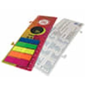 A brightly coloured bookmark and ruler set features multiple vibrant Z markers and a logo.