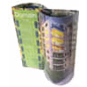 A green and blue Wave Table Tent desk calendar displaying folded sections with a logo.