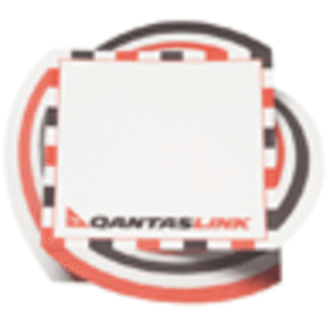 A set of twist notes in red, black, and white with a logo. Each note measures 100x100mm with 300 sheets.