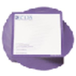 A purple notepad with 200 blank leaves and a branding logo on the front.