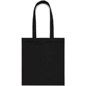 A black tote bag with two handles and no visible logos. It's simple and versatile.