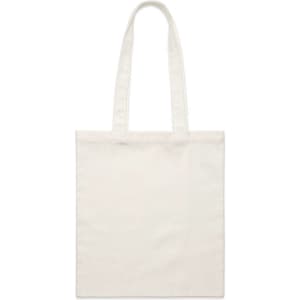A cream-coloured tote bag with long handles and a plain design, featuring a logo.