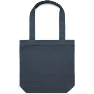 A dark grey tote bag with two shoulder straps and a square base, featuring an understated design.