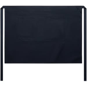 A black Carrie Half Apron featuring a front pocket and ties, designed for workwear use.