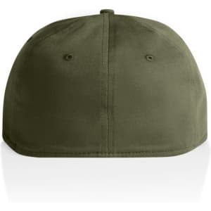A green Stock Flex Cap with a plain design and a branded logo on the front. The cap features a rounded crown and no visible decoration.