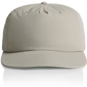 A light grey cap with a curved brim and a logo on the front.