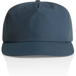 A cap in a deep blue colour with a rounded brim and ventilation holes. It features a logo on the front.