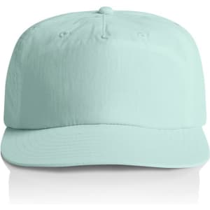 A mint green cap with a rounded brim and an adjustable strap at the back. Features a logo on the front.