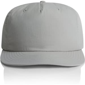 A light grey cap with a structured crown and curved brim, featuring a logo on the front.