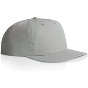 A light grey cap with a rounded crown, featuring a curved peak and a branding logo.