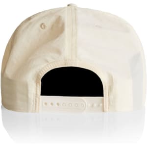 A cream-coloured cap featuring a snapback closure and a simple design. Includes a logo at the back.