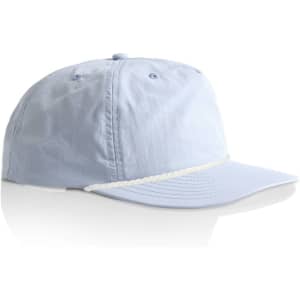 A light blue cap with a braided rope feature along the brim. It has a logo on the front.