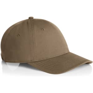 A tan cap featuring a curved brim and a logo on the side, designed as part of the Access Cap product line.