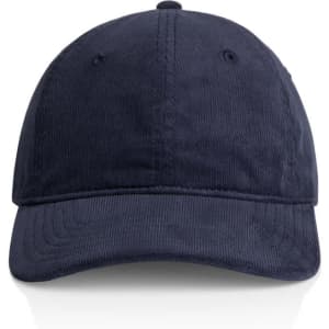 A navy blue cap with a structured front and curved brim. It features a logo on the front.
