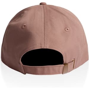 A brown cap featuring a rear strap and a logo. The design includes a rounded crown and a curved brim.