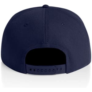 A navy cap featuring a snapback closure and a simple design. The back view highlights its solid colour and stitching.