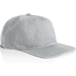 A grey cap with a flat brim, featuring a logo on the front panel. The design is simple and stylish.